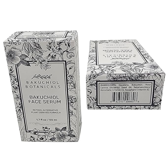 Bakuchiol Facial Serum Oil 1.7 oz - Retinol Alternative - Clinical Strength Bakuchiol - All Natural Plant Derived Clean Beauty Ingredients - Bakuchiol, Squalane, Vitamin C, Rose Hip Oil, Vitamin E -