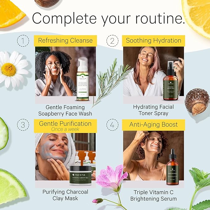 Tree To Tub Illuminating Vitamin C Serum - Triple Vitamin C Hydrating Serum for Face, Hyaluronic Acid - Maximum Anti-Aging Power Glow - Antioxidant for Dry, Sensitive Skin