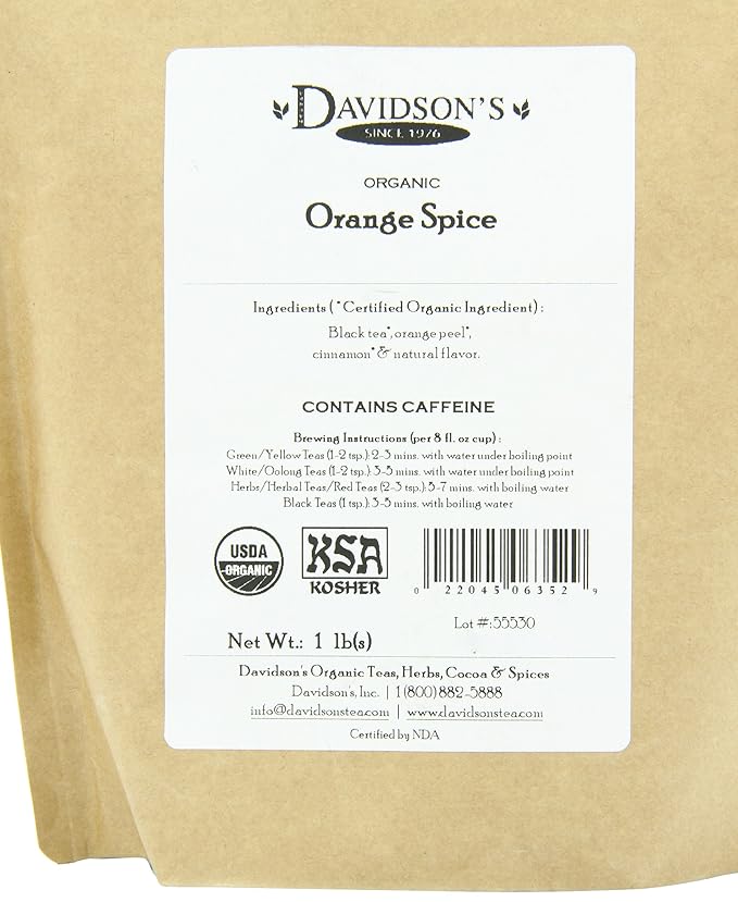 Davidson's Tea Bulk, Orange Spice, 16 Ounce