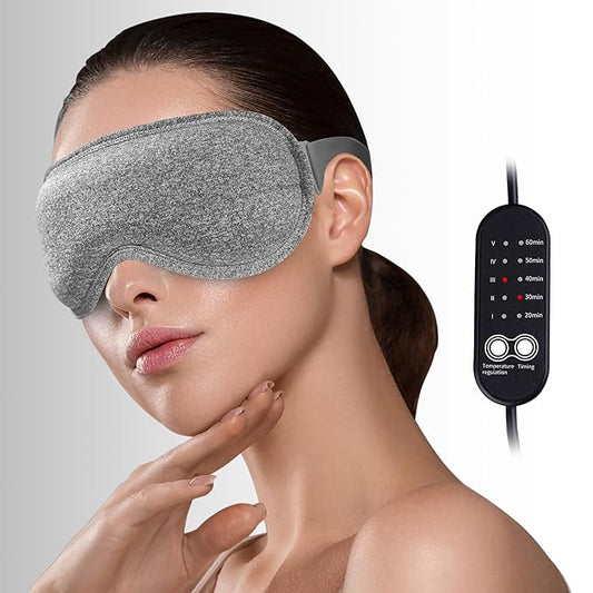 Heated Eye Mask for Dry Eyes, ingeware Eyes Heating Pad with Temperature Timer Control Warm Eyes Compress (Dark Grey)