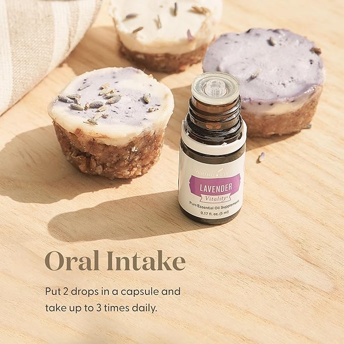 Young Living Vitality Lavender Essential Oil 5ml Bottle - Calming Floral Flavor - 100% Pure - Steam Distilled - Add a floral flavor to Foods and Beverages