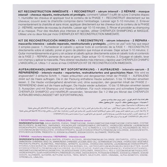 Diego dalla Palma Cheraplex Instant Action Hair Rebuilding Kit - Two-Step Shock Action Hair Treatment - Contains Rebuilding And Repairing Phases - Restructures All Hair Types - 2 Pc