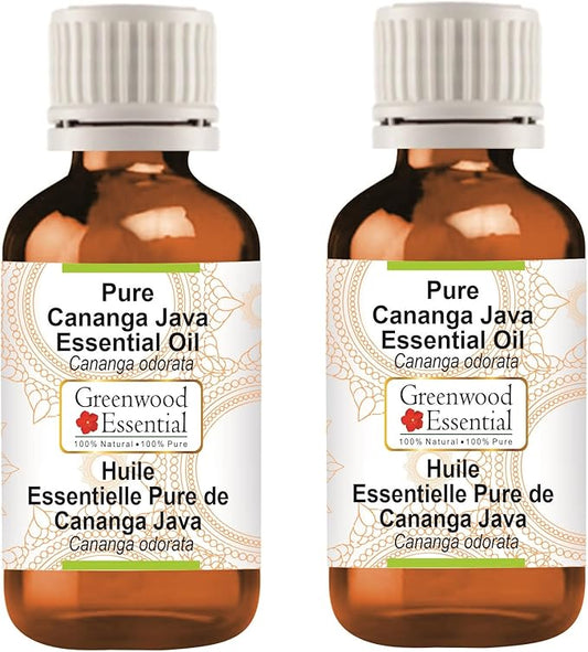 Pure Cananga Java Essential Oil (Cananga odorata) Steam Distilled (Pack of Two) 100ml X 2 (6.76 oz)