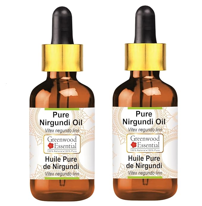 Pure Nirgundi Oil (Vitex negundo linn) 100% with Glass Dropper Premium Therapeutic Grade for Hair, Skin & Aromatherapy (Pack of Two) 100ml X 2 (6.76 oz)