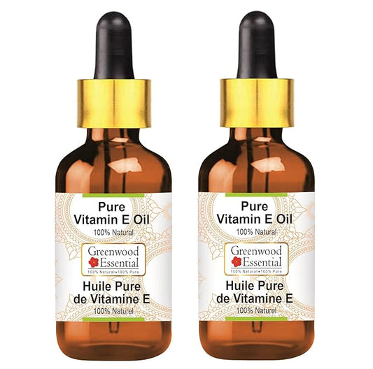 Pure Vitamin E Oil with Glass Dropper Premium Therapeutic Grade for Hair, Skin & Aromatherapy (Pack of Two) 100ml X 2 (6.76 oz)