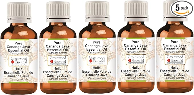 Pure Cananga Java Essential Oil (Cananga odorata) Steam Distilled (Pack of Five) 100ml X 5(16.9 oz)