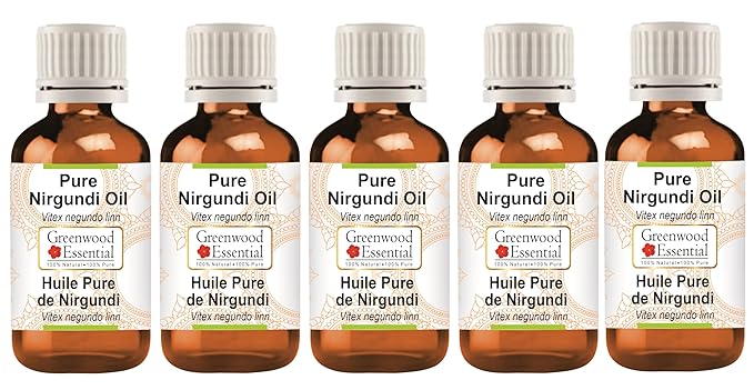 Pure Nirgundi Oil (Vitex negundo linn) 100% Natural Therapeutic Grade (Pack of Five) 100ml X 5(16.9 oz)