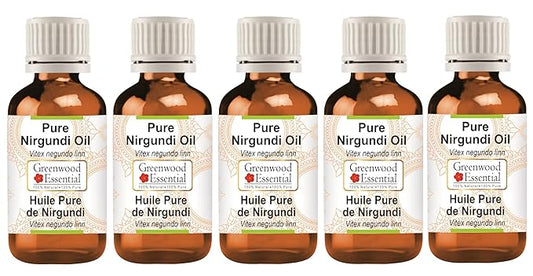 Pure Nirgundi Oil (Vitex negundo linn) 100% Natural Therapeutic Grade (Pack of Five) 100ml X 5(16.9 oz)
